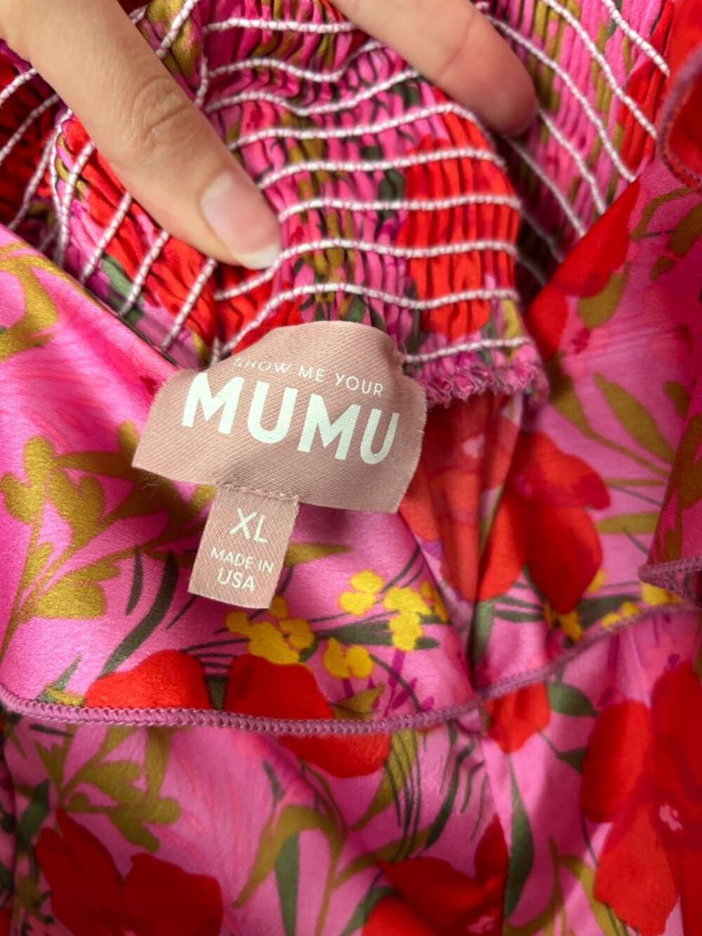 Show Me Your MuMu Pink + Red Floral Ruffle Midi Dress - Picture 3 of 12